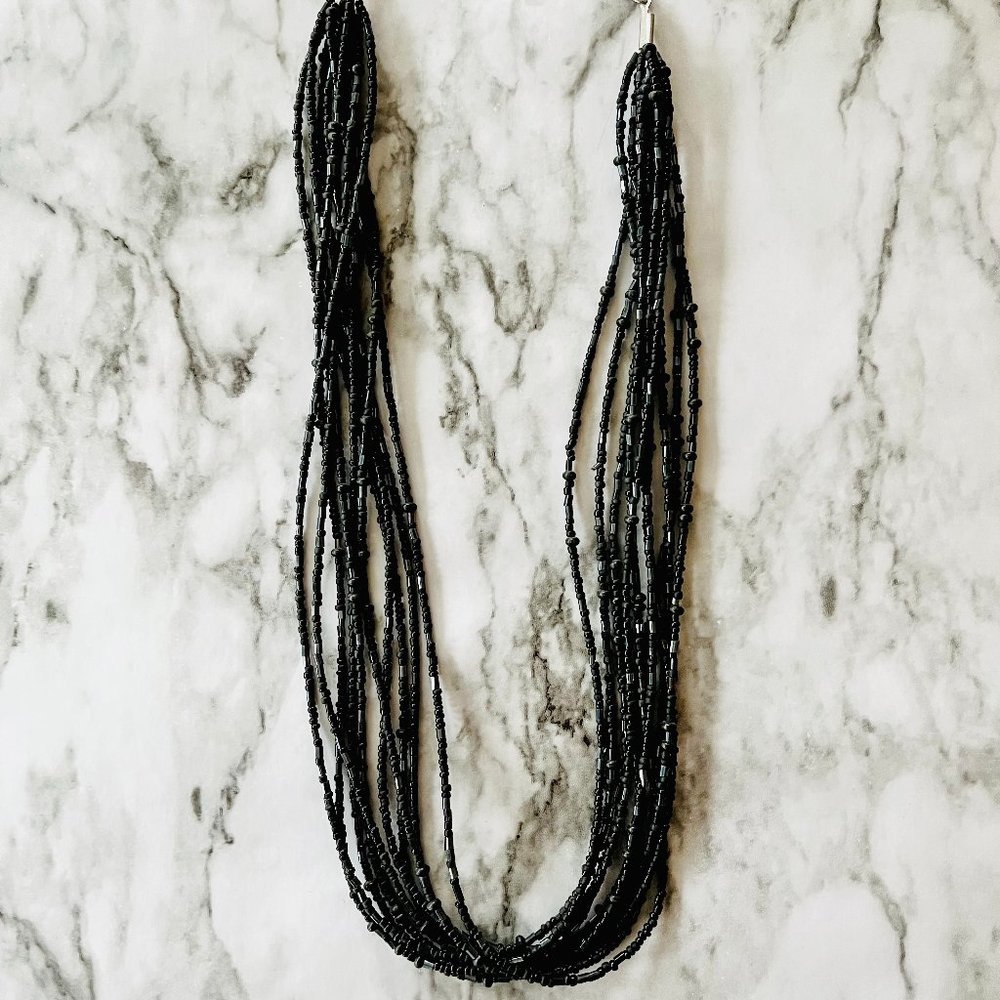 Black Seed Bead, Multistrand Necklace